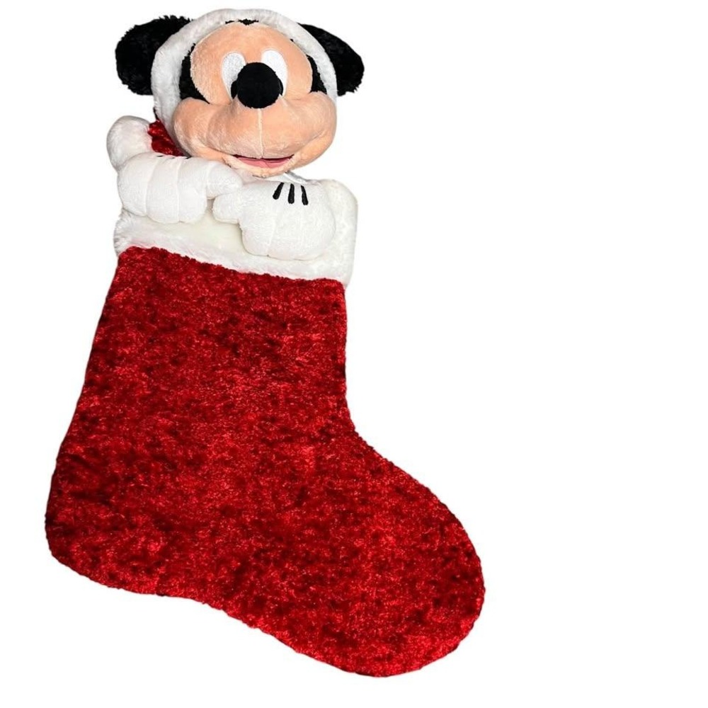 Vintage‎ Walt Disney World Mickey Mouse Plush Christmas Stocking 3D Mickey Head